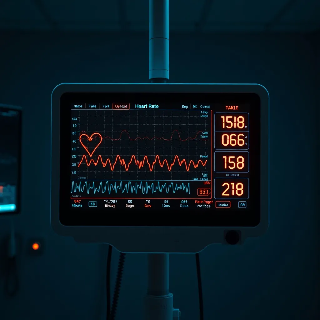 A high-tech veterinary heart rate monitor screen showing dig